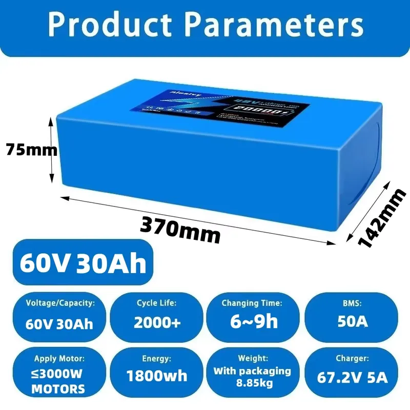   ชุดแบตเตอรี่ลิเธียม 21700 ขน - 60V 30Ah Electric Scooter Battery บทวิจารณ์และราคา