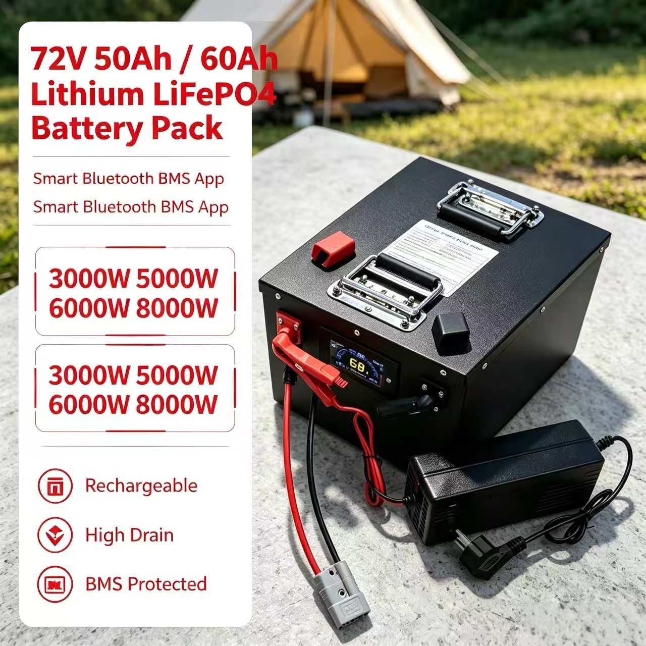 แบตเตอรี่ลิเธียม LiFePO4 แบบชา - 72V 60Ah Lifepo4 Battery Pack บทวิจารณ์และราคา